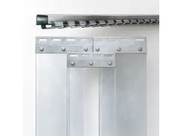 PVC-Streifenvorhang Komplett-Set 3x300 mm – helltransparent, 3,00 m breit Länge wählbar 1,50–4,00m